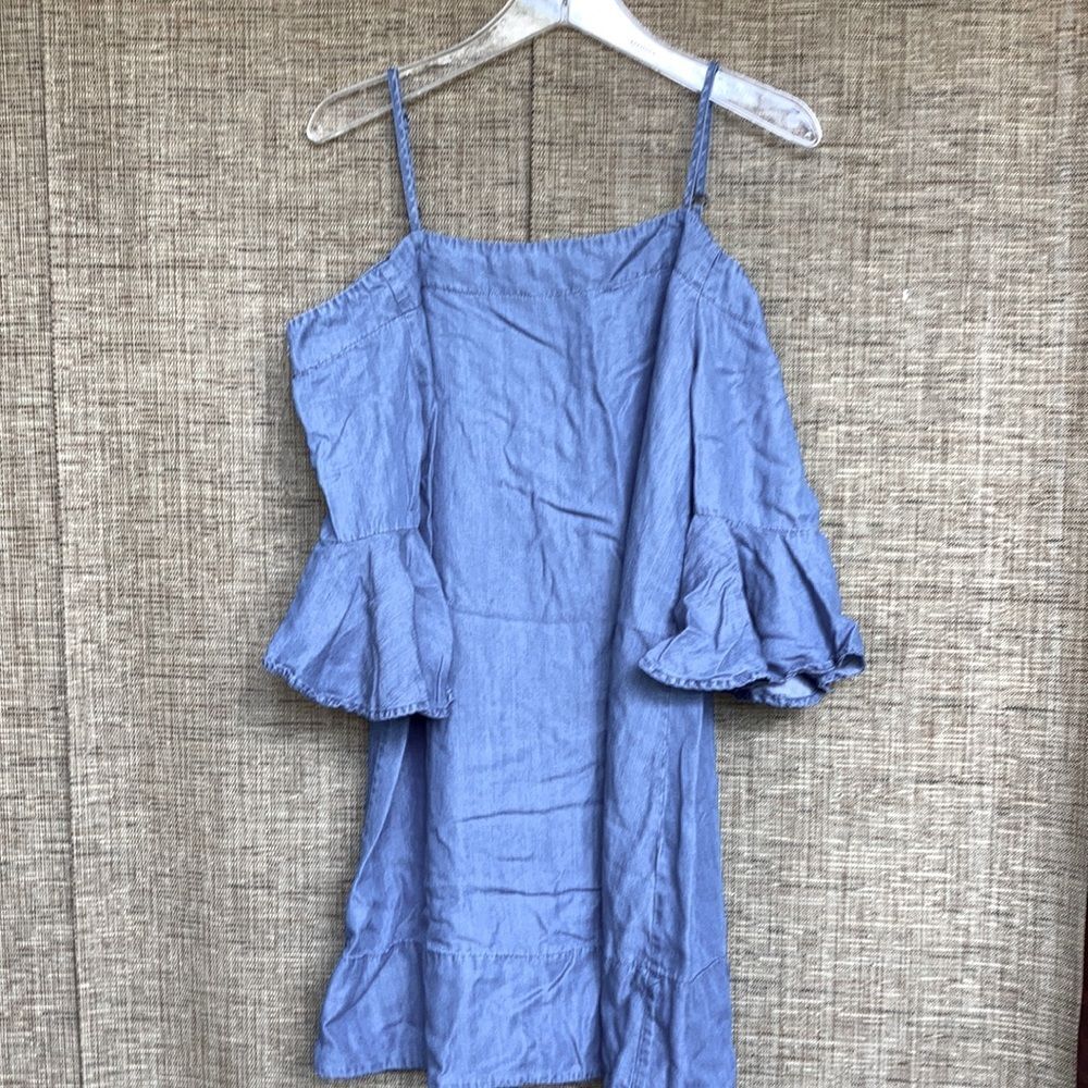 Blue Rain open shoulders mini dress color denim